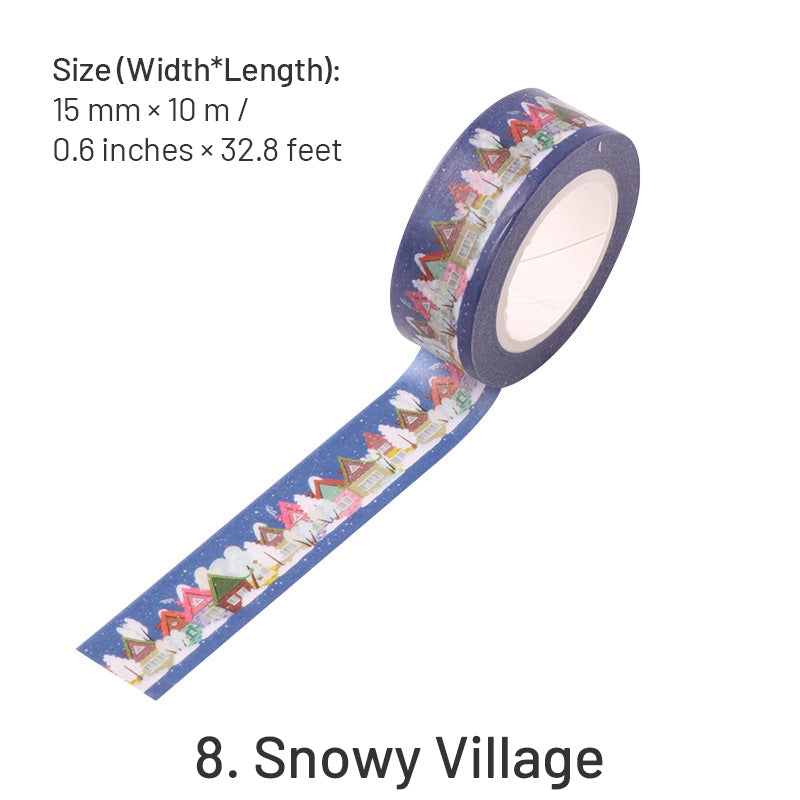 Christmas Cartoon Washi Tape - Ornaments, Snowflake, Snowman, Tree, Words sku-8