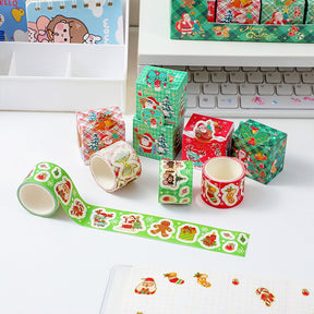 Christmas Cartoon Washi Tape - Santa Claus, Sock, Gift, Train b1