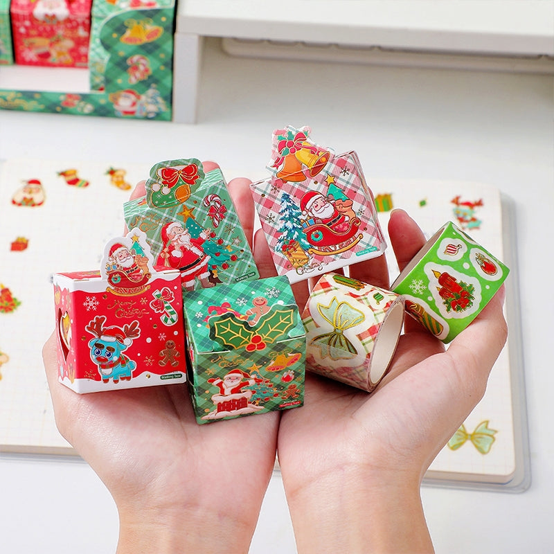 Christmas Cartoon Washi Tape - Santa Claus, Sock, Gift, Train b4