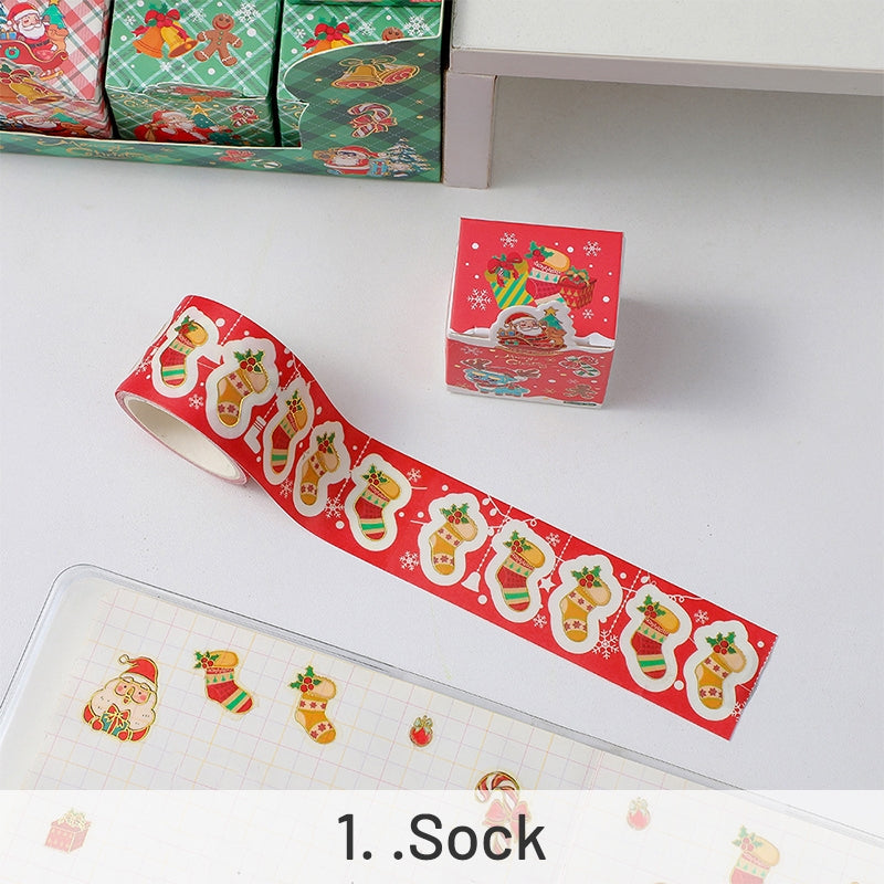 Christmas Cartoon Washi Tape - Santa Claus, Sock, Gift, Train sku-1
