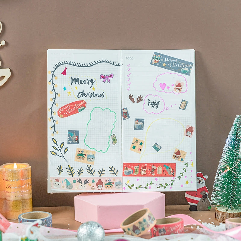 Christmas Cat and Animal Washi Tape Set (4 Rolls) b2