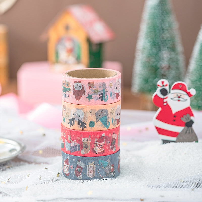 Christmas Cat and Animal Washi Tape Set (4 Rolls) b3