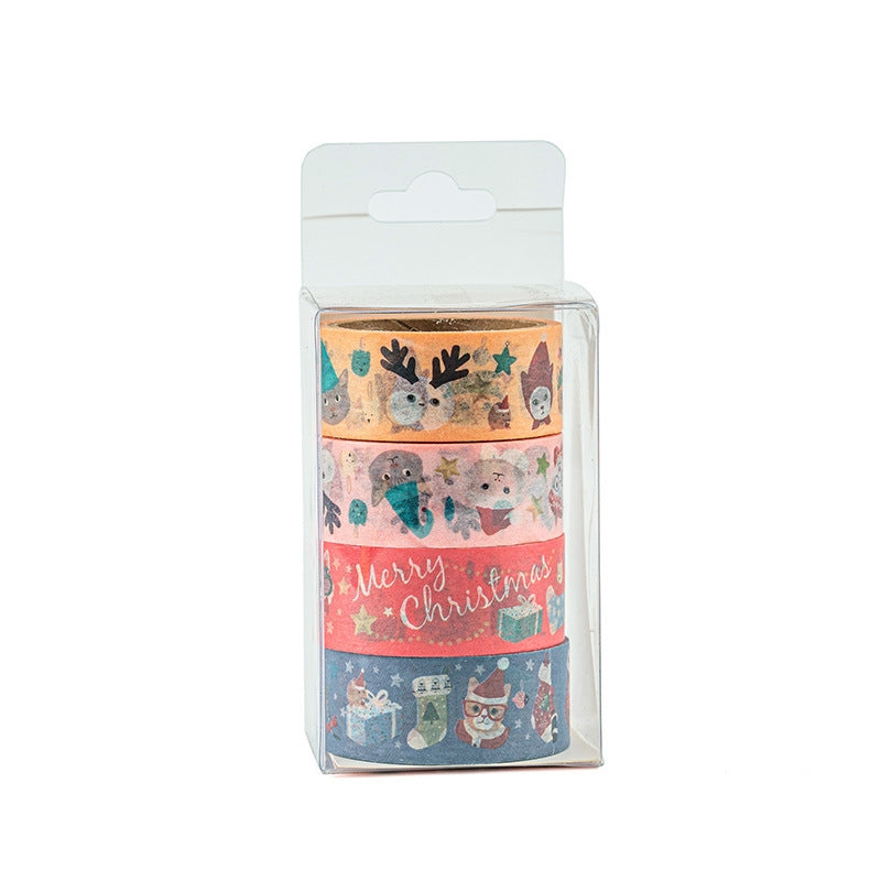 Christmas Cat and Animal Washi Tape Set (4 Rolls) sku