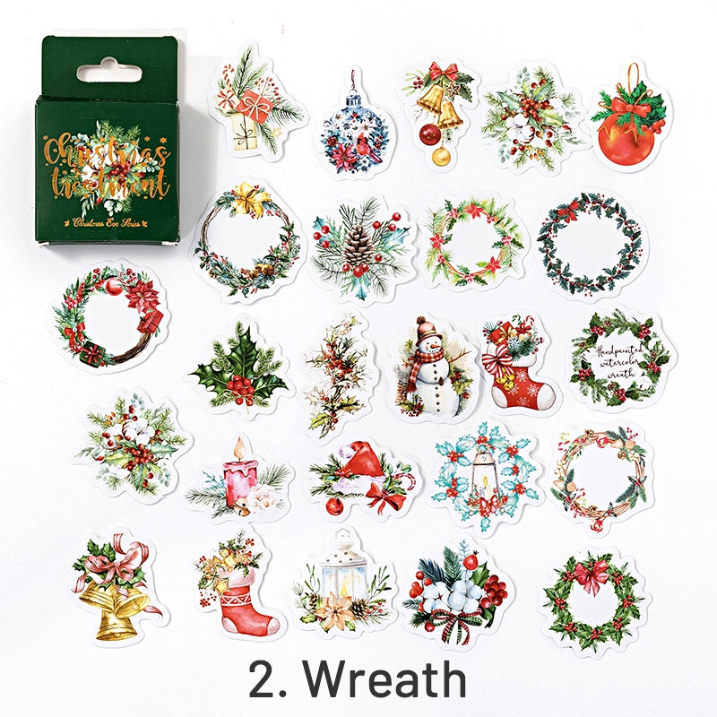Christmas Coated Paper Sticker - Snowman, Wreath, Food, House sku-2