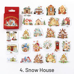 Christmas Coated Paper Sticker - Snowman, Wreath, Food, House sku-4