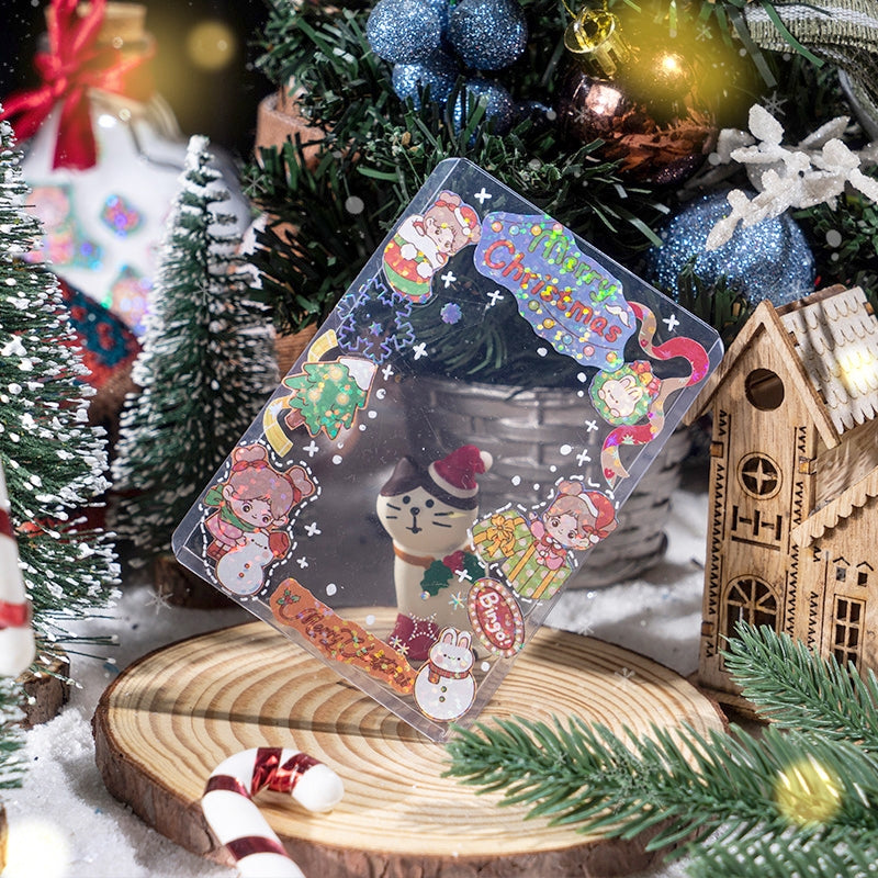 Christmas Coated Paper Sticker - Tree, Snowman, Ribbon, Reindeer, Santa Claus, Candy b3
