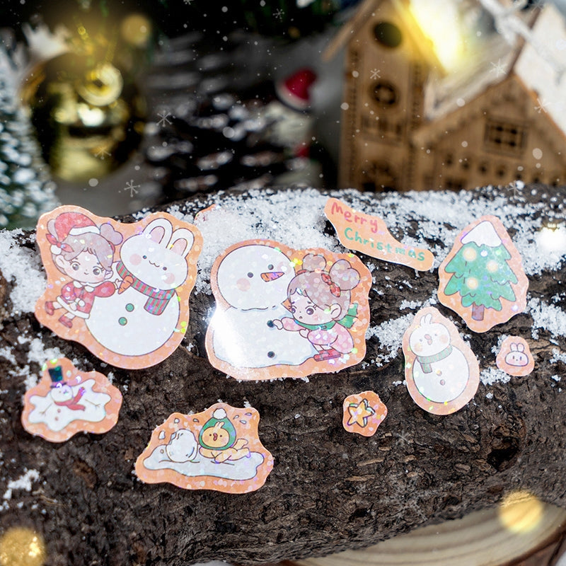 Christmas Coated Paper Sticker - Tree, Snowman, Ribbon, Reindeer, Santa Claus, Candy b5