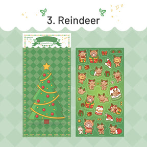 Christmas Coated Paper Sticker - Tree, Snowman, Ribbon, Reindeer, Santa Claus, Candy sku-3