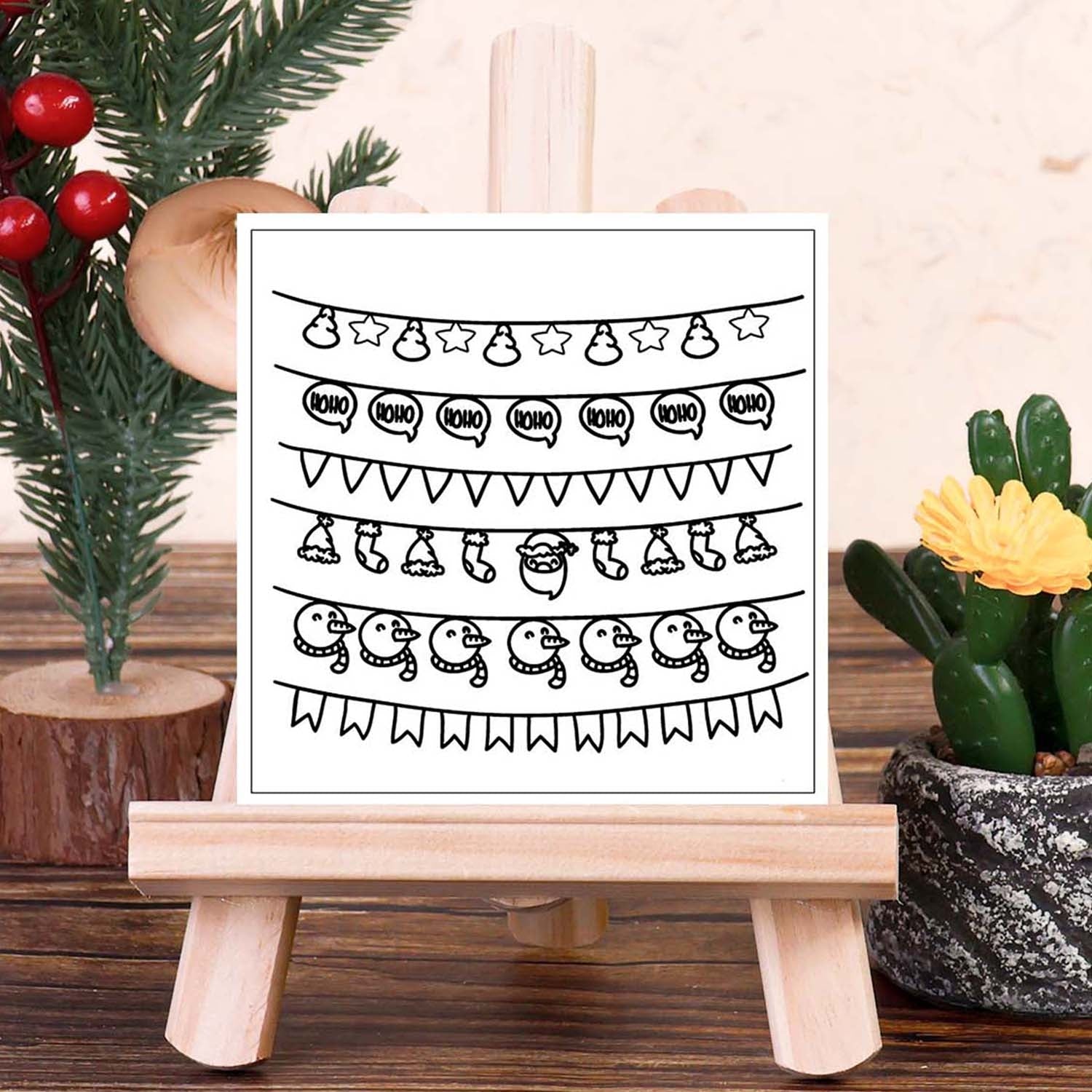 Christmas Decorative Garland Silicone Rubber Stamps