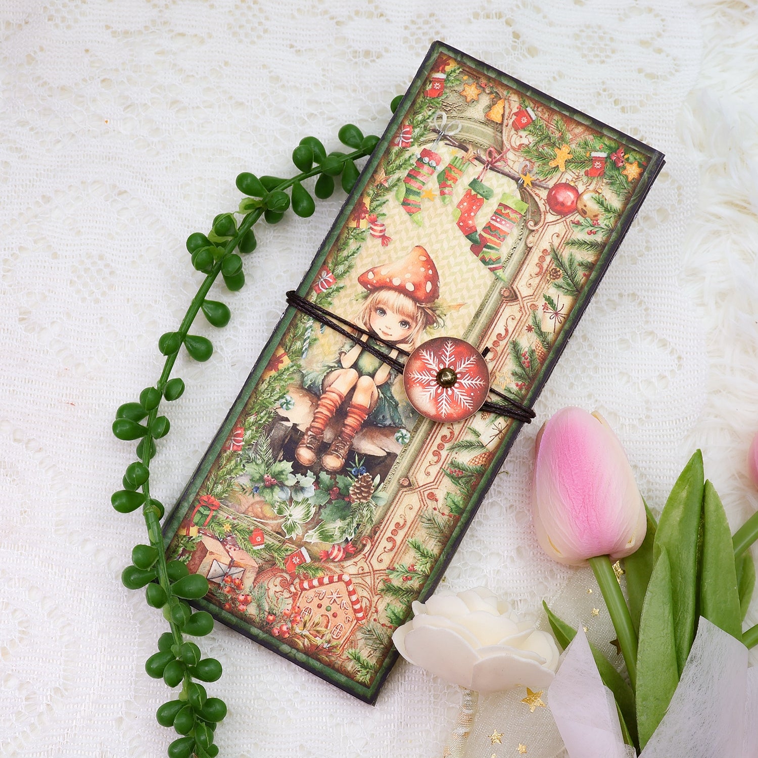 Christmas Fairies Junk Journal Trifold Booklet Folio Craft Kit Christmas Fairies Junk Journal Trifold Booklet Folio Craft Kit 002