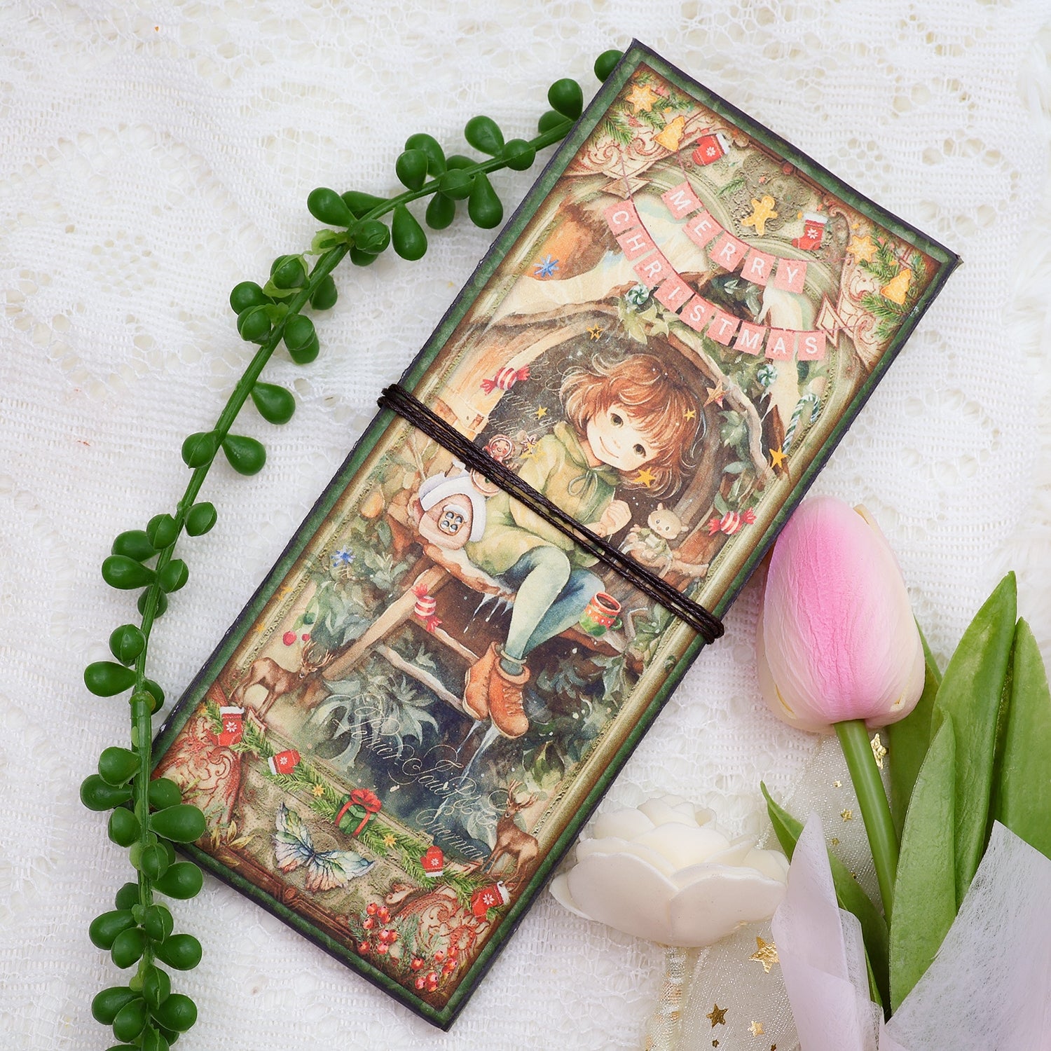 Christmas Fairies Junk Journal Trifold Booklet Folio Craft Kit Christmas Fairies Junk Journal Trifold Booklet Folio Craft Kit 003