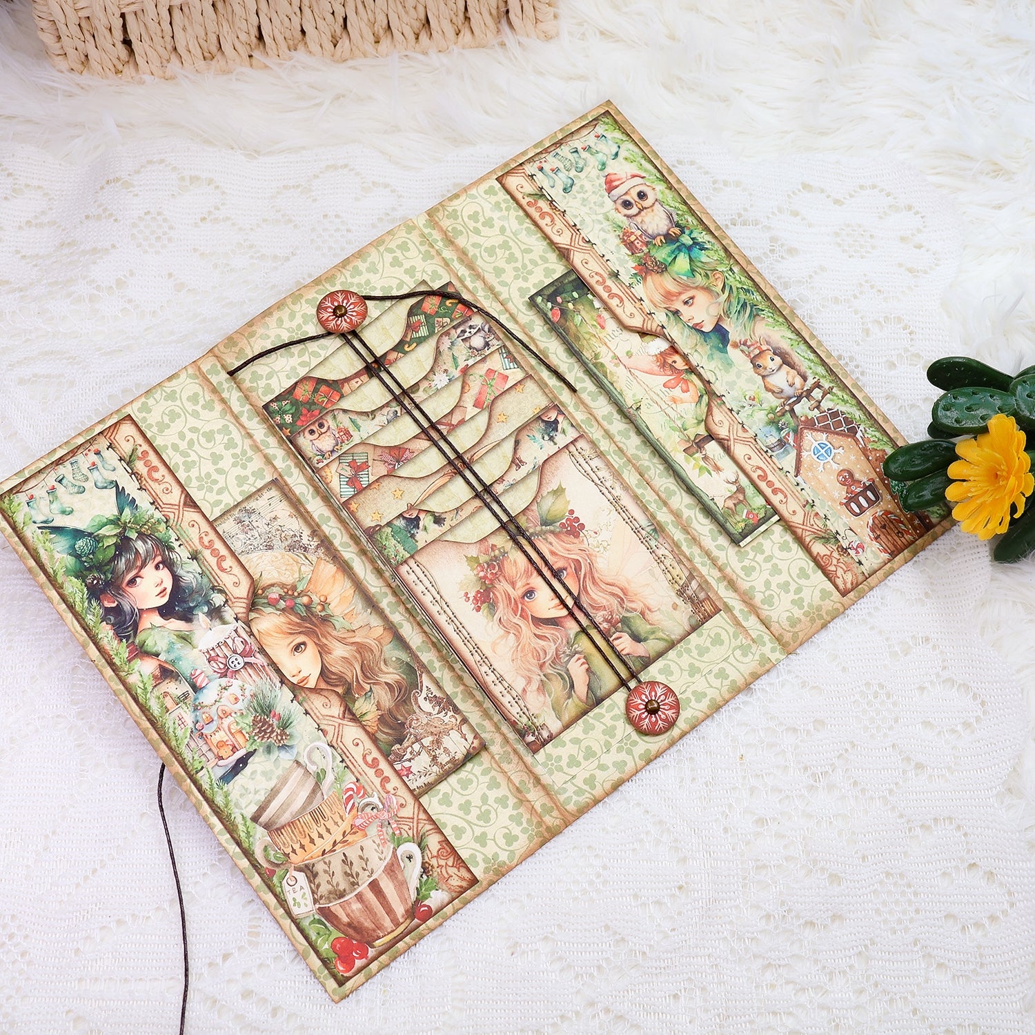 Christmas Fairies Junk Journal Trifold Booklet Folio Craft Kit Christmas Fairies Junk Journal Trifold Booklet Folio Craft Kit 004