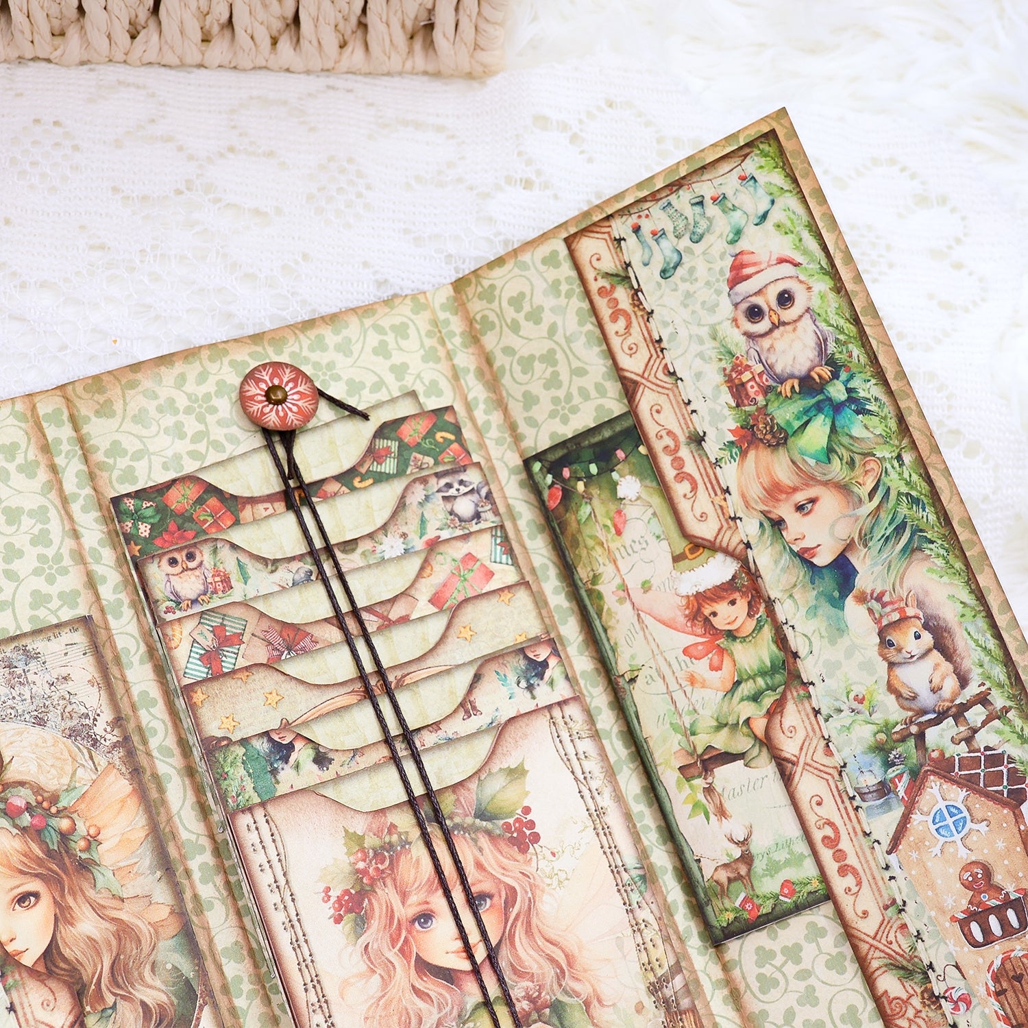 Christmas Fairies Junk Journal Trifold Booklet Folio Craft Kit Christmas Fairies Junk Journal Trifold Booklet Folio Craft Kit 006
