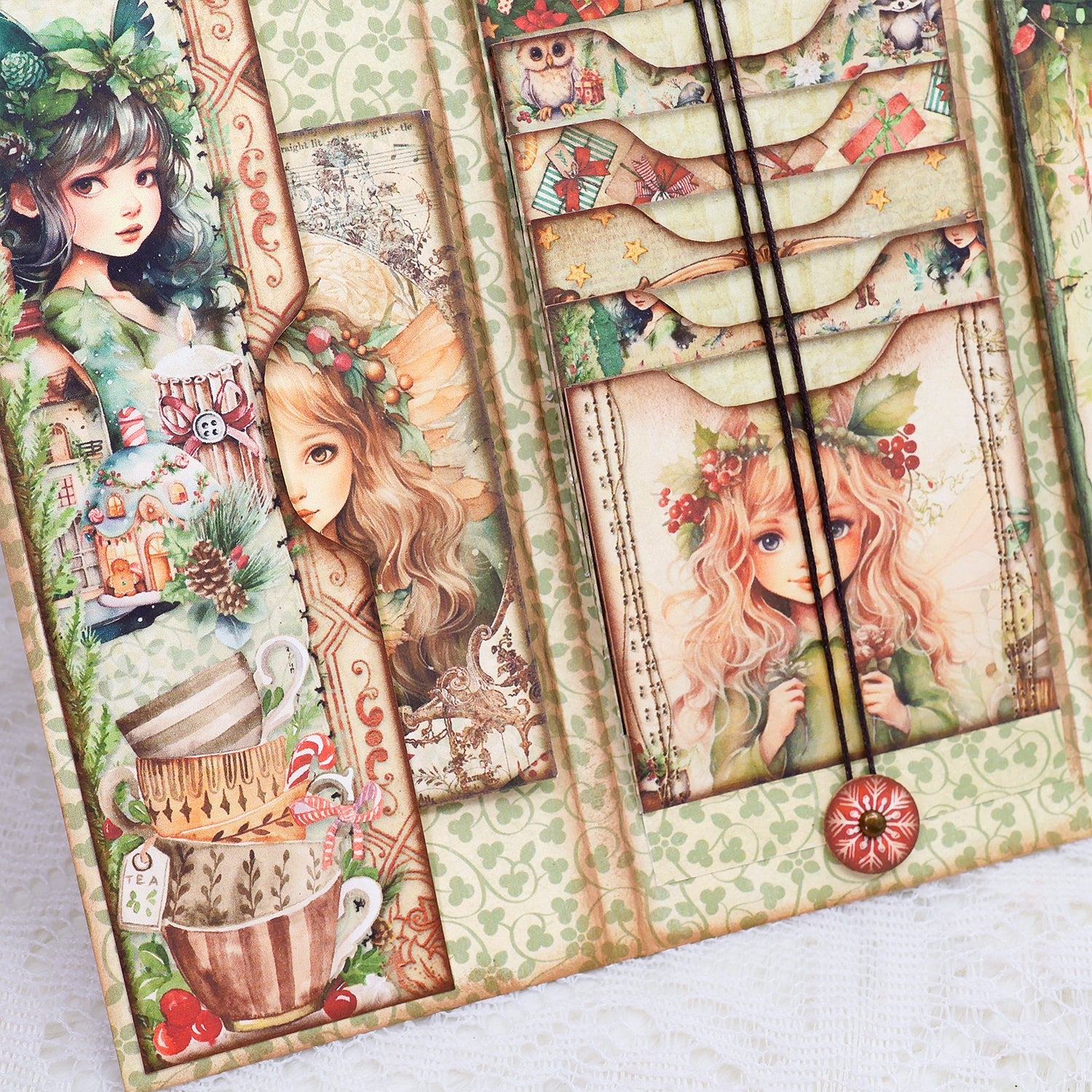 Christmas Fairies Junk Journal Trifold Booklet Folio Craft Kit Christmas Fairies Junk Journal Trifold Booklet Folio Craft Kit 007