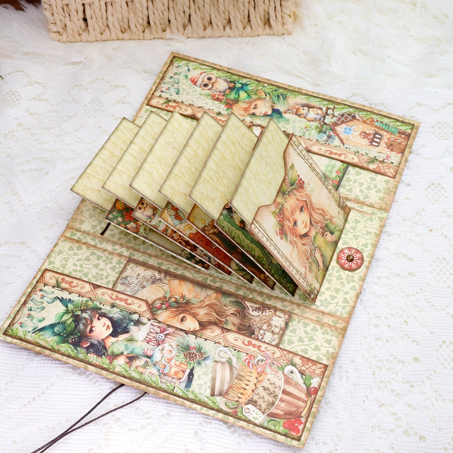 Christmas Fairies Junk Journal Trifold Booklet Folio Craft Kit Christmas Fairies Junk Journal Trifold Booklet Folio Craft Kit 008