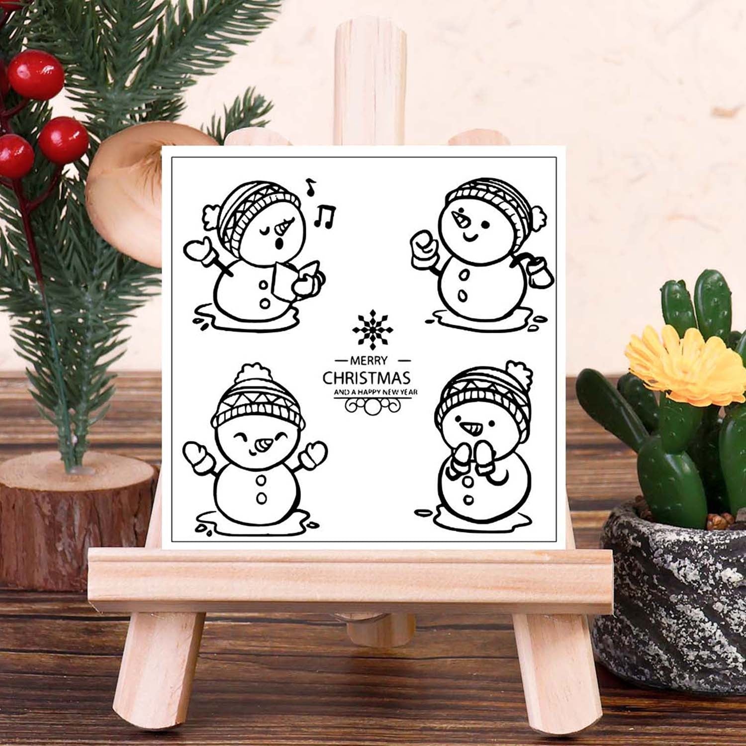 Christmas Four Snowmen Silicone Rubber Stamps