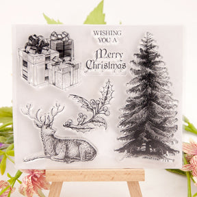 Christmas Gifts, Trees, and Reindeer Silicone Stamps a