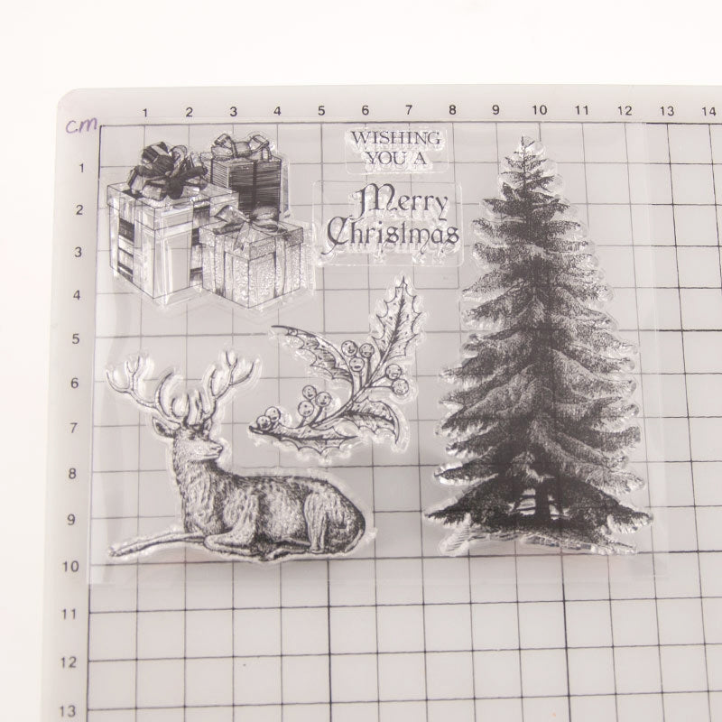 Christmas Gifts, Trees, and Reindeer Silicone Stamps b1