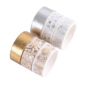 Christmas Gold and Silver Foil Basic Washi Tape Set (6 Rolls) b3