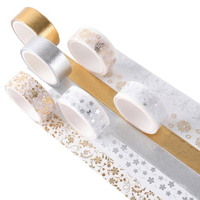 Christmas Gold and Silver Foil Basic Washi Tape Set (6 Rolls) b5