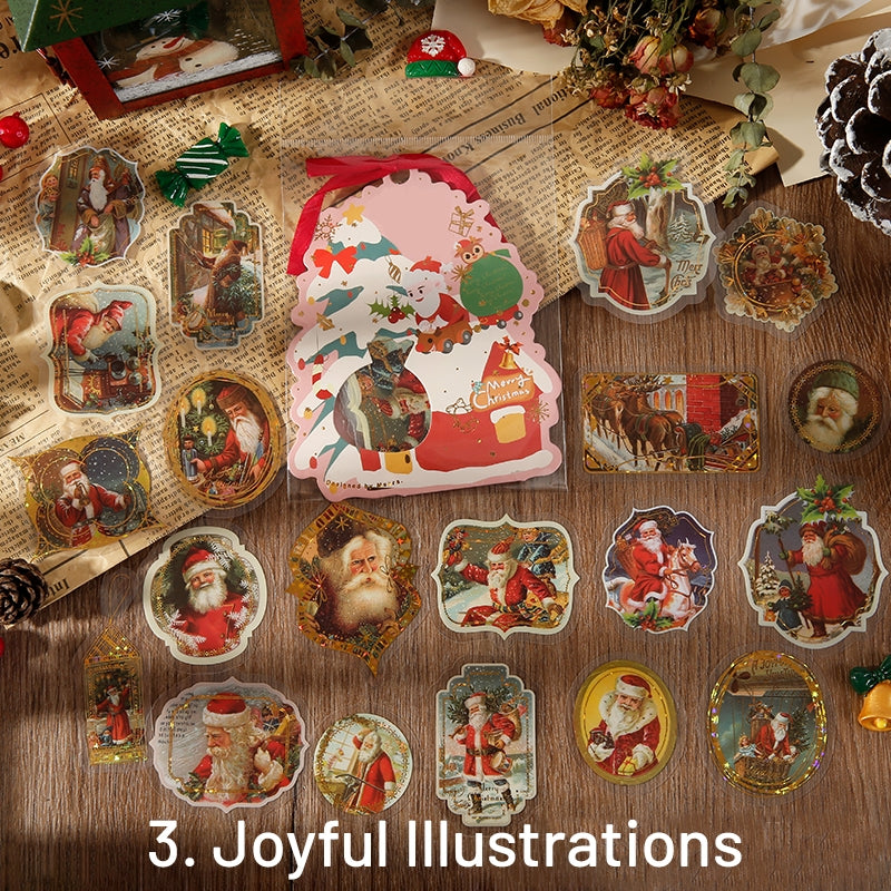 Christmas Gold Foil PET Sticker Pack - Birds, Letters, Santa Claus, Plants, Food sku-3