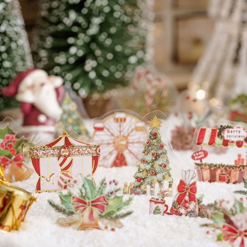 Christmas Gold Foil PET Stickers - Plants, Greetings, Wreaths, Snowmen, Animals c2