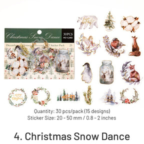 Christmas Gold Foil PET Stickers - Plants, Greetings, Wreaths, Snowmen, Animals sku-4