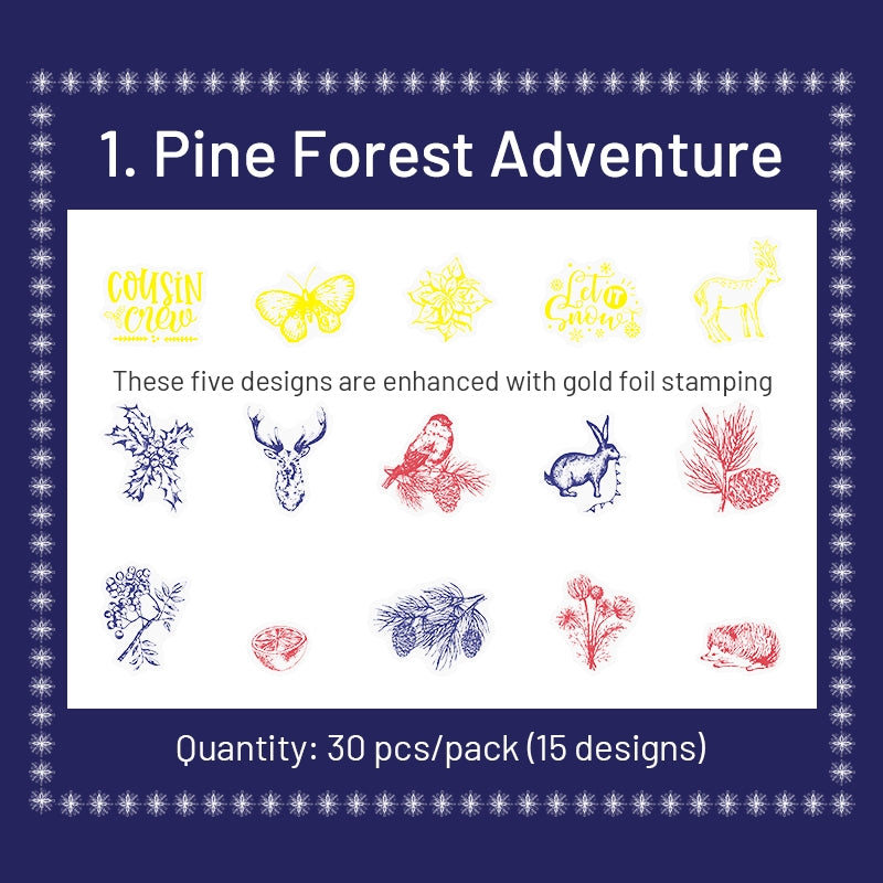 Christmas Gold Foil PET Stickers - Reindeer, Food, Gifts, Tree sku-1