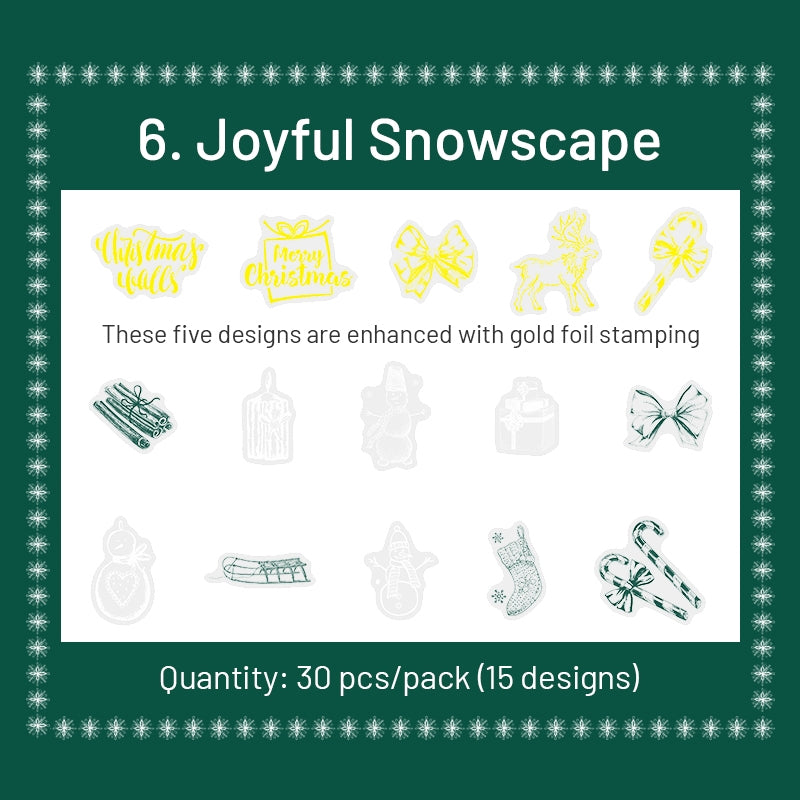 Christmas Gold Foil PET Stickers - Reindeer, Food, Gifts, Tree sku-6