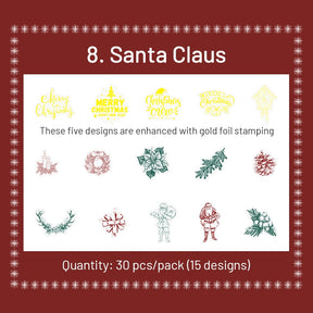 Christmas Gold Foil PET Stickers - Reindeer, Food, Gifts, Tree sku-8