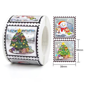 Christmas Gold Foil Roll Decorative Stickers -300 Pcs a