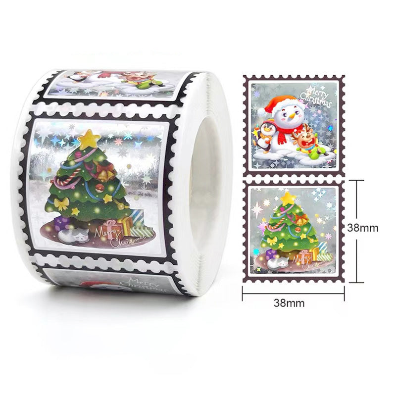 Christmas Gold Foil Roll Decorative Stickers -300 Pcs a
