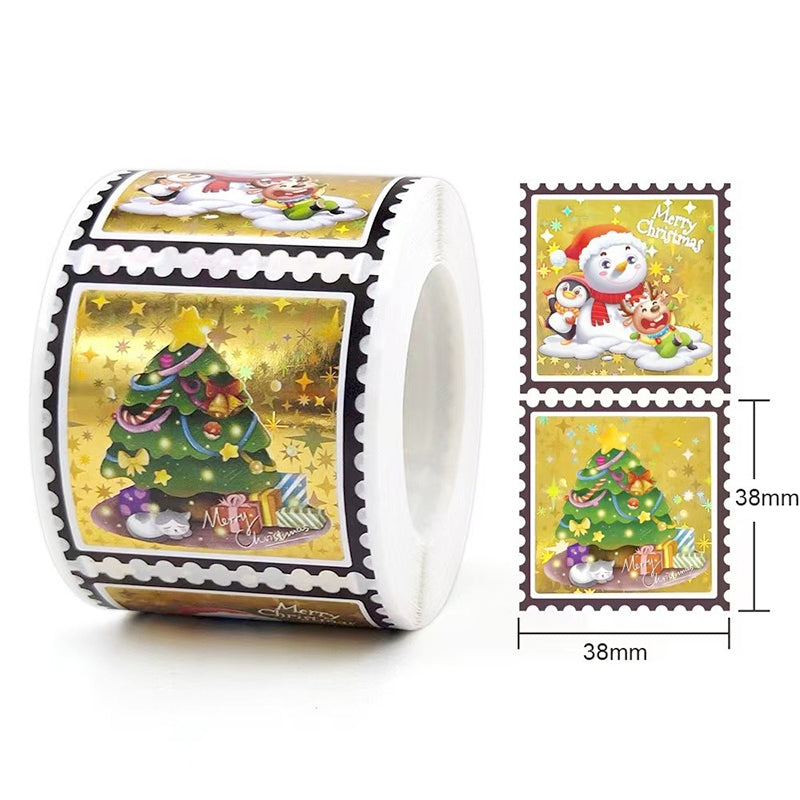 Christmas Gold Foil Roll Decorative Stickers -300 Pcs b1