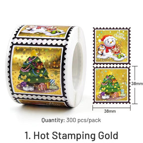 Christmas Gold Foil Roll Decorative Stickers -300 Pcs sku-1