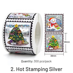 Christmas Gold Foil Roll Decorative Stickers -300 Pcs sku-2
