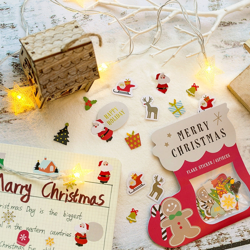 Christmas Gold Foil Stickers - Santa Claus, Gingerbread Man, Snowman b2