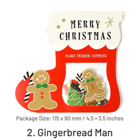 Christmas Gold Foil Stickers - Santa Claus, Gingerbread Man, Snowman sku-2