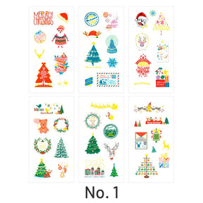 Christmas Gold Foil Washi Sticker Sheets - Trees, Santa Claus sku-1
