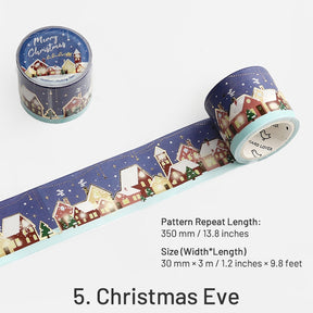 Christmas Gold Foil Washi Tape - Snowflake, Dinner Party, Flags, Tree sku-5