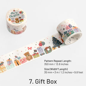 Christmas Gold Foil Washi Tape - Snowflake, Dinner Party, Flags, Tree sku-7