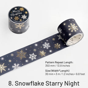Christmas Gold Foil Washi Tape - Snowflake, Dinner Party, Flags, Tree sku-8