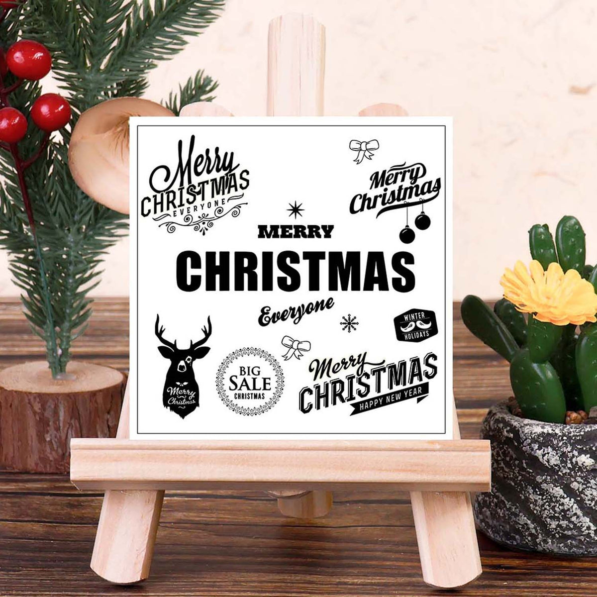 Christmas Greetings Silicone Rubber Stamps