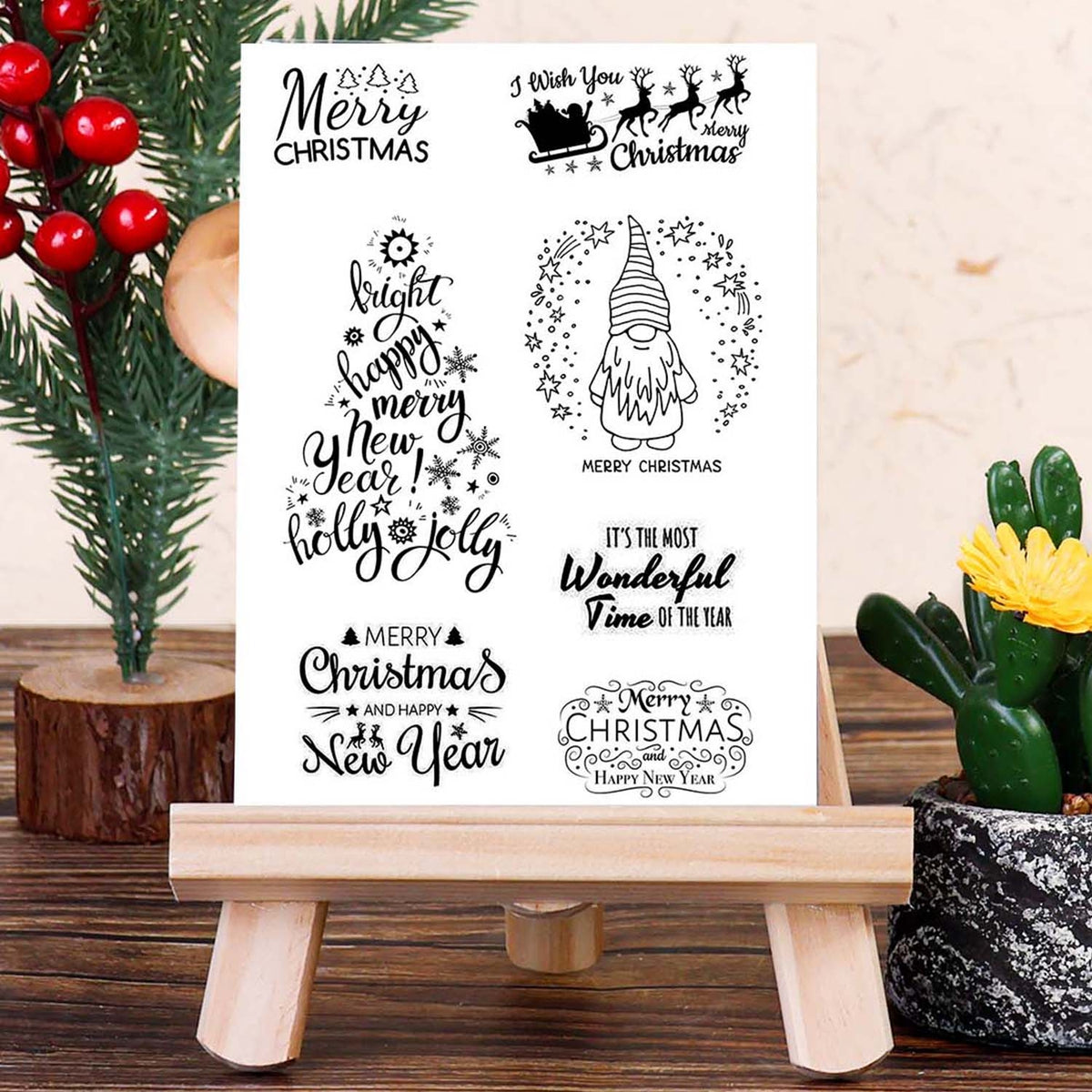 Christmas Greetings Silicone Rubber Stamps