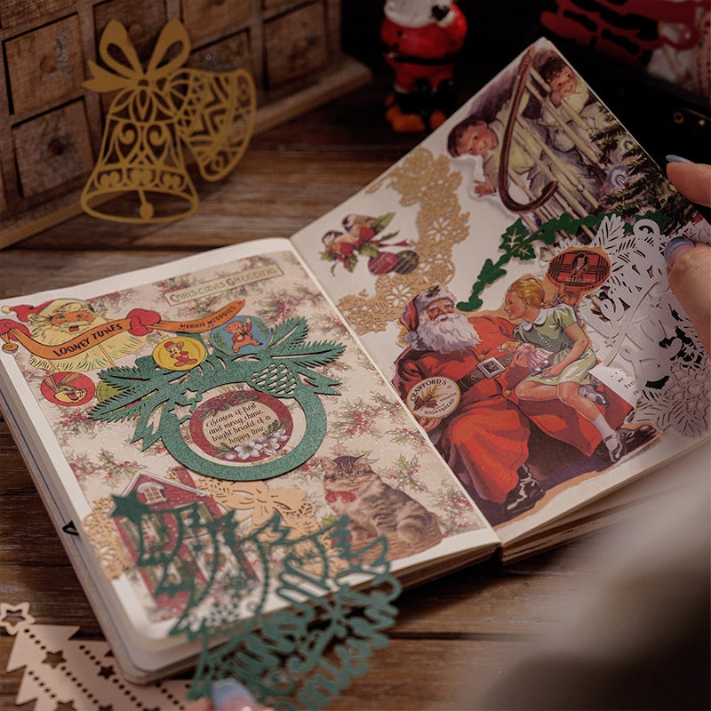 Christmas Lace Cutout Scrapbook Paper - Wreath, Forest, Snowflake, Gift b