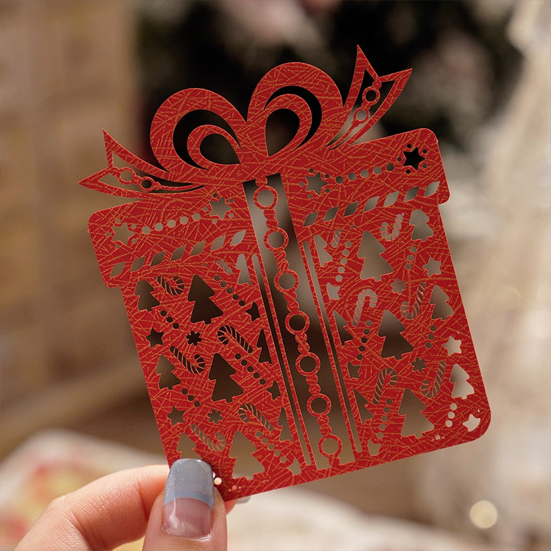 Christmas Lace Cutout Scrapbook Paper - Wreath, Forest, Snowflake, Gift c