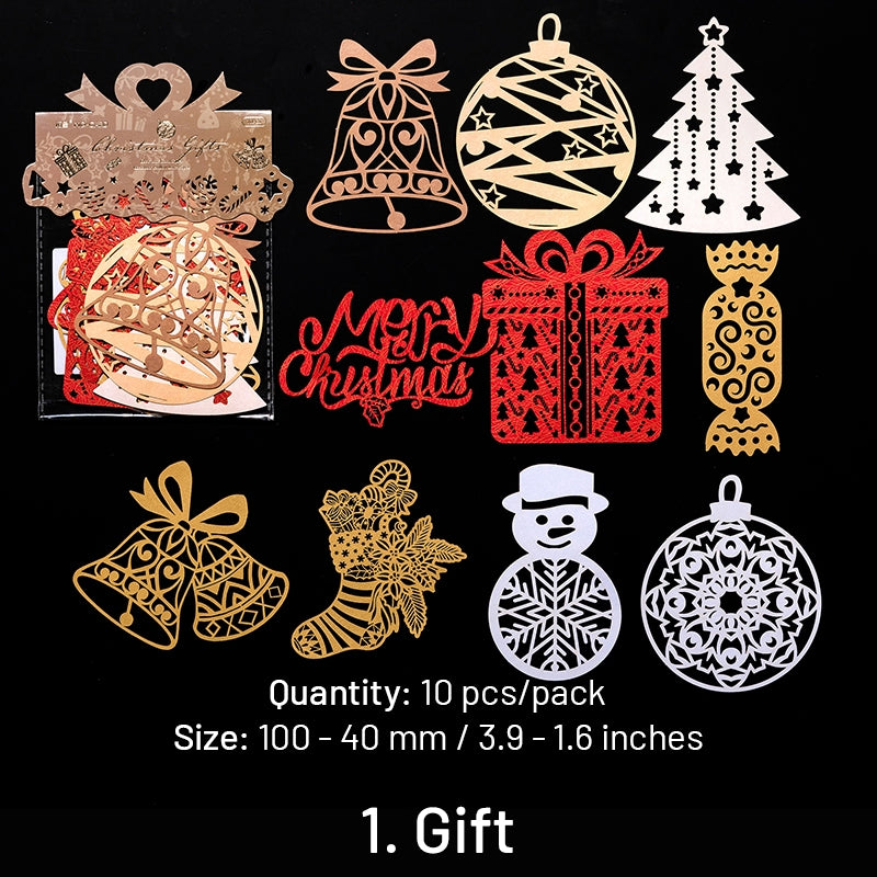 Christmas Lace Cutout Scrapbook Paper - Wreath, Forest, Snowflake, Gift sku-1