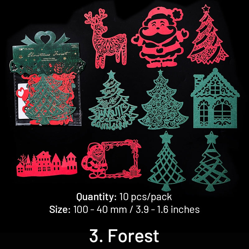 Christmas Lace Cutout Scrapbook Paper - Wreath, Forest, Snowflake, Gift sku-3