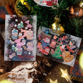 Christmas Laser Silver PET Background Stickers - Snowflakes, Snowmen, Reindeer b2