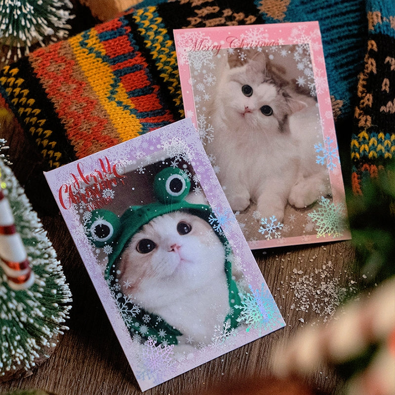 Christmas Laser Silver PET Background Stickers - Snowflakes, Snowmen, Reindeer b7