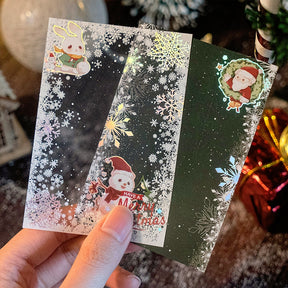 Christmas Laser Silver PET Background Stickers - Snowflakes, Snowmen, Reindeer c